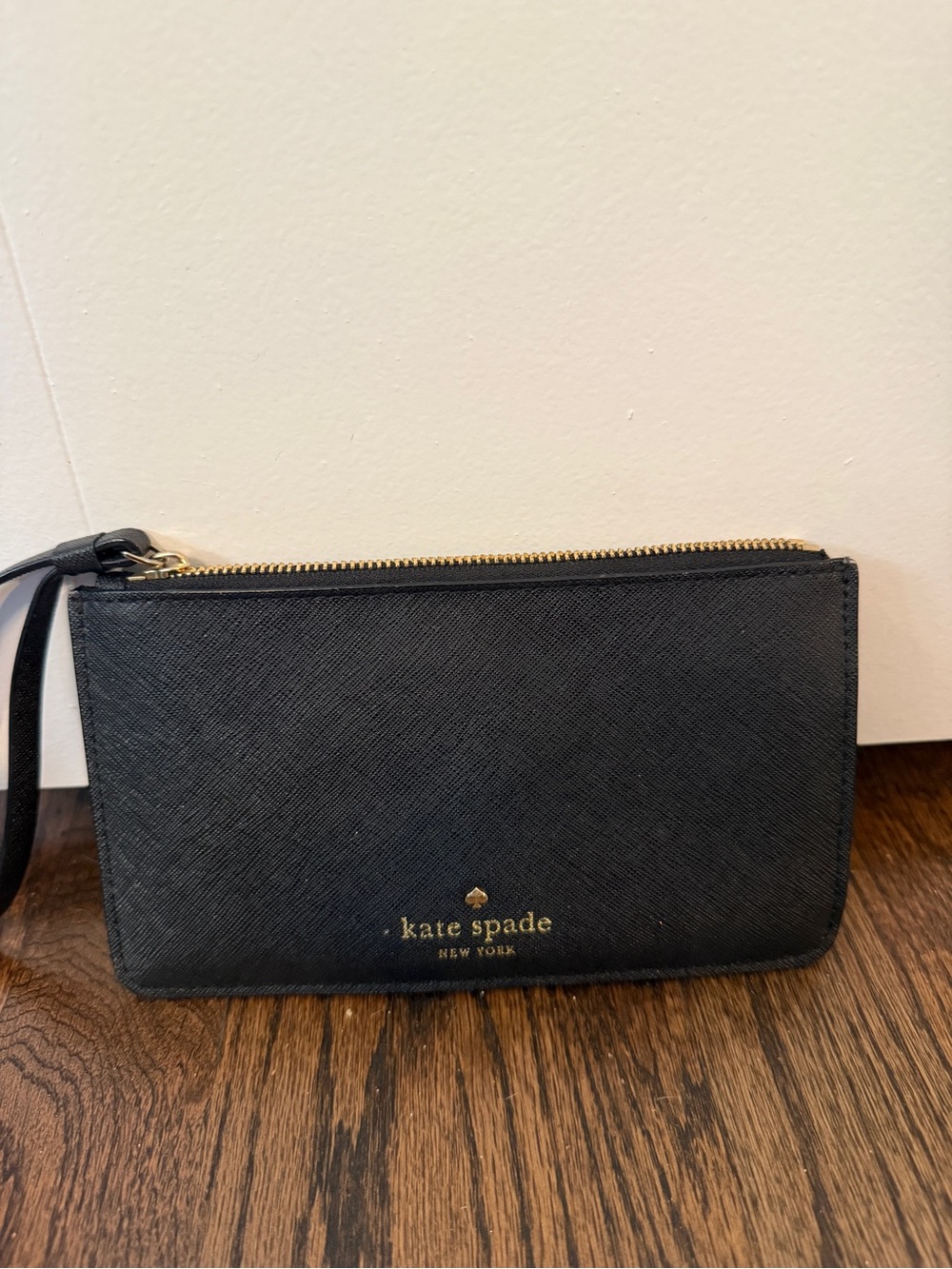 kate spade Black Saffiano Leather Zip Wristlet